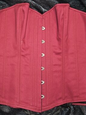 Hearts Delight Red Underbust Corset Hook-Front Waist Cincher